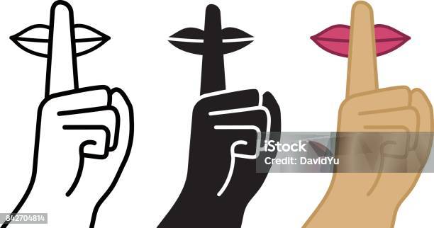 Be Quiet Silence Vector Stock Illustration - Download Image Now - Finger on Lips, Silence, Icon Symbol