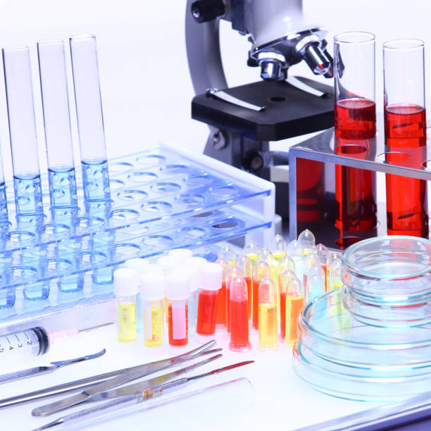 istock Set of Research and Development Kit, medial tools and scientist equipment 842707392