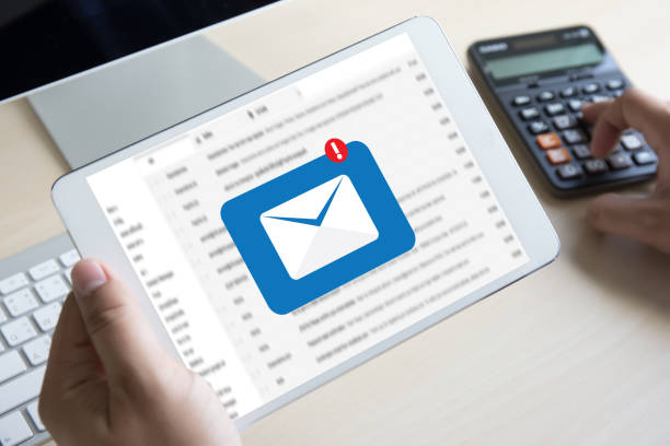 istock Mail Communication Connection message to mailing contacts phone Global Letters Concept 842714350