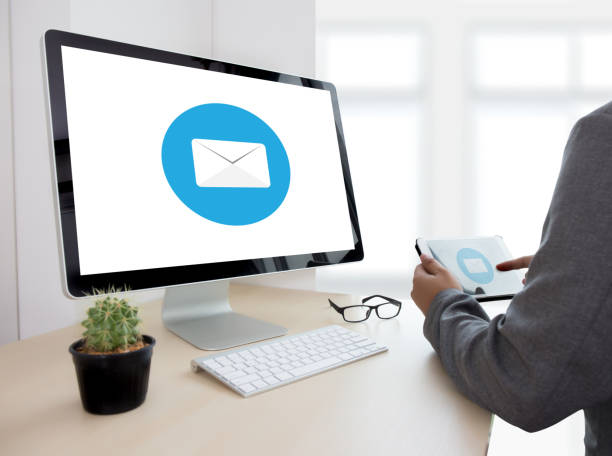 istock Mail Communication Connection message to mailing contacts phone Global Letters Concept 842714414