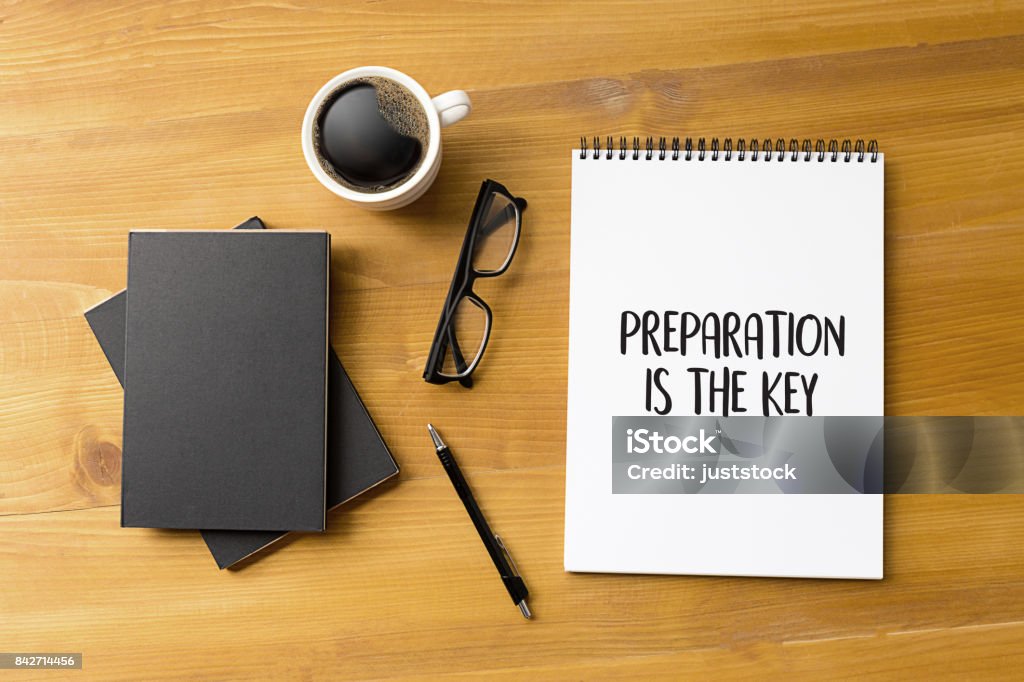 BE PREPARED and PREPARATION IS THE KEY plan perform  Business concept Key Stock Photo