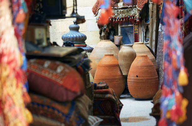 istock Ceramics and carpets at antique store 842722384