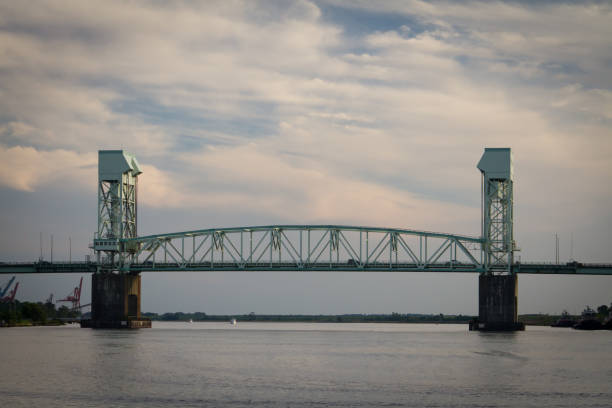 Cape Fear Memorial Bridge A view of the Cape Fear Memorial Bridge, looking south. cape fear stock pictures, royalty-free photos & images