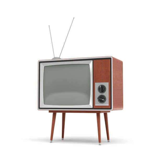 istock 3d rendering of a blank retro TV set with an antenna stands on a low four legged table on white background 842724024