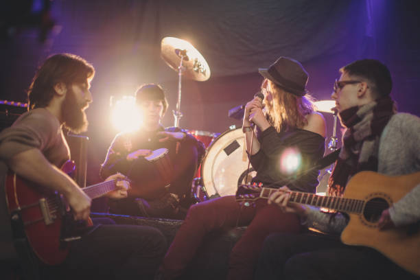 istock Band performing in night club 842726570