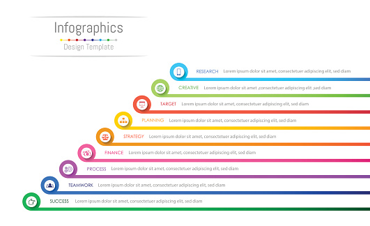 Infographic design elements for your business data with 9 options, parts, steps, timelines or processes. Vector Illustration.