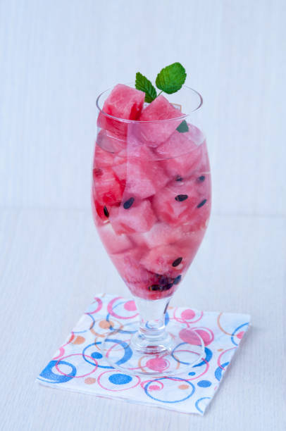 istock Watermelon smoothies in a large glass on the table 842727166