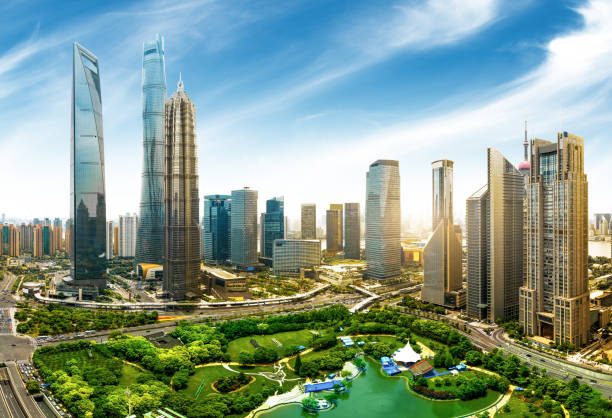 istock Shanghai skyline and cityscape at sunset 842727332