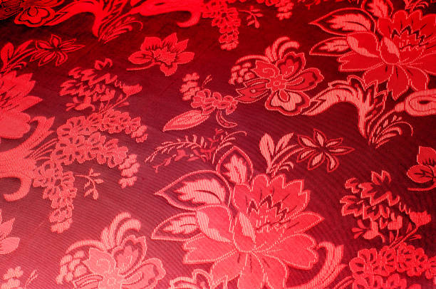 istock The texture of the silk fabric, red 842730772