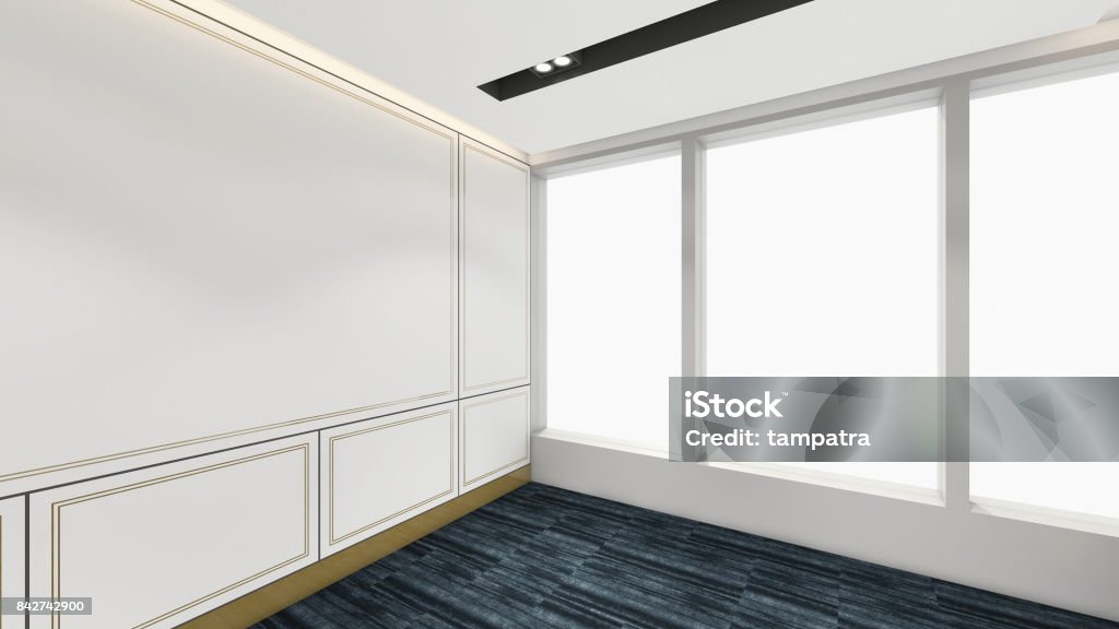 Empty Rendered Room Modern Empty Room 3d Render Interior Design Mock Up Illustration Stock ...
