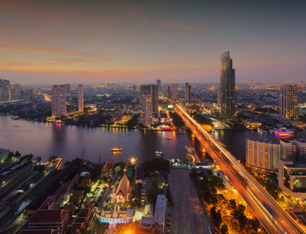 istock Chao Phraya River at sunset, Bangkok City, Thailand 842743314