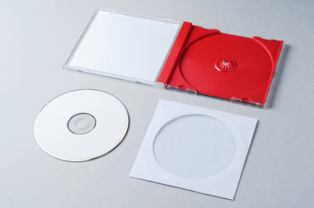 istock Blank CD on gray background. Mockup for branding 842750858
