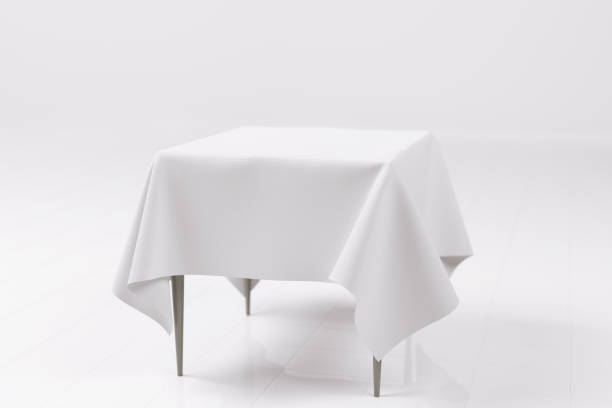 3d-rendering einer foto-realistische leere tabelle - restaurant tablecloth stock-fotos und bilder