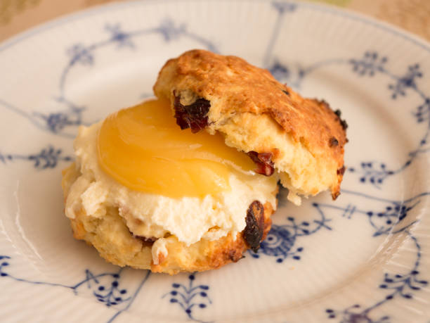 istock a Scone with Butter in the Blue and White Porcelain 842759042