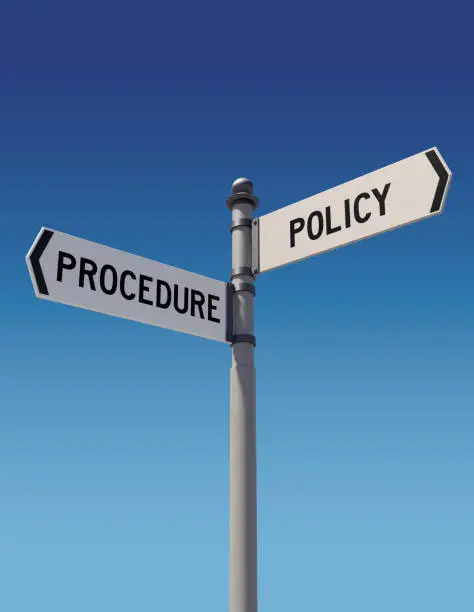 Photo of Street signs pointing opposite directions: Policy or Procedure