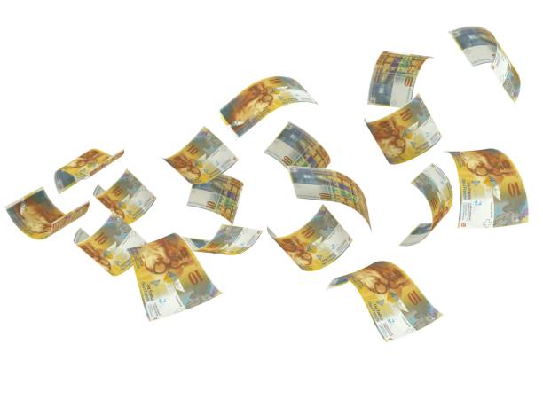 istock Swiss franc falling money concept 842760636