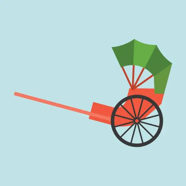 Vector illustration of Hong kong rickshaw icon, flat design vector