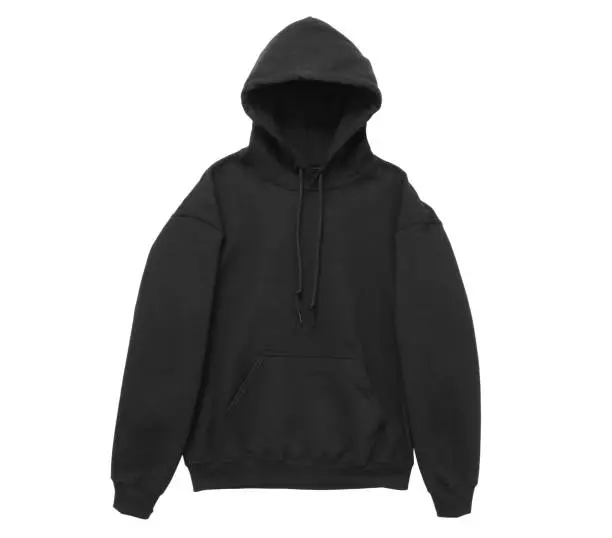 Photo of blank hoodie sweatshirt color black front arm view