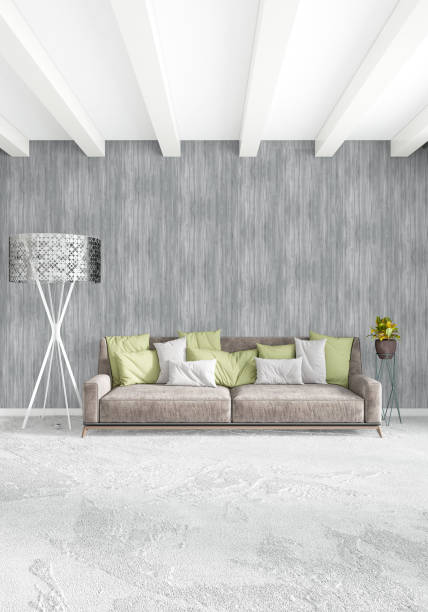 istock Modern loft interior bedroom or living room with eclectic wall with space. 3D rendering. 842767918