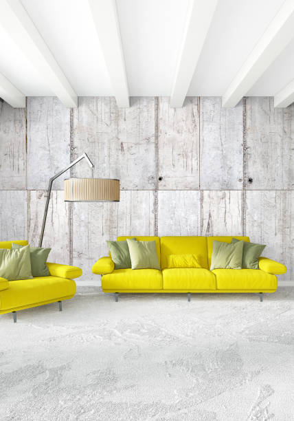 istock Modern loft interior bedroom or living room with eclectic wall with space. 3D rendering. 842767970