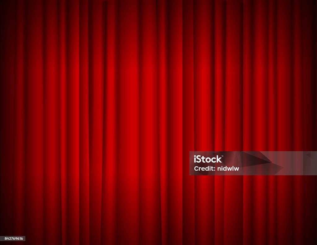 Realistic Red Full Closed Stage Curtains Background. Vector Realistic Red Full Closed Stage Curtains Background Symbol Cinema, Theatre, Opera and Concerts. Vector illustration of Curtain Curtain stock vector