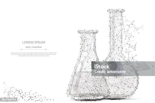 Provette Basso Poli Grigio - Immagini vettoriali stock e altre immagini di Chimica - Chimica, Corso di chimica, Laboratorio