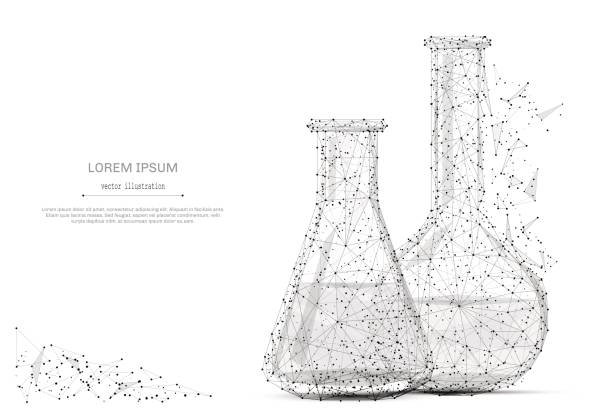 ilustrações de stock, clip art, desenhos animados e ícones de test tubes low poly gray - science botany chemistry formula