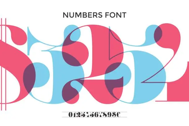 Vector illustration of Font of numbers in classical french didot