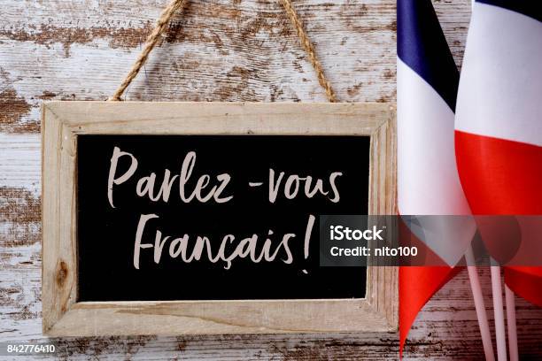 Text Parlezvous Francais Do You Speak French Stock Photo - Download Image Now - French Language, French Culture, France