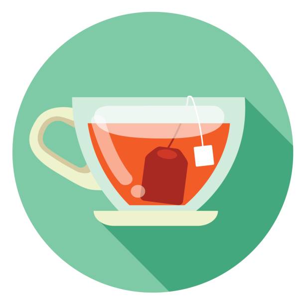 чашка чая плоский значок дизайна - drinking tea cup drink stock illustrations