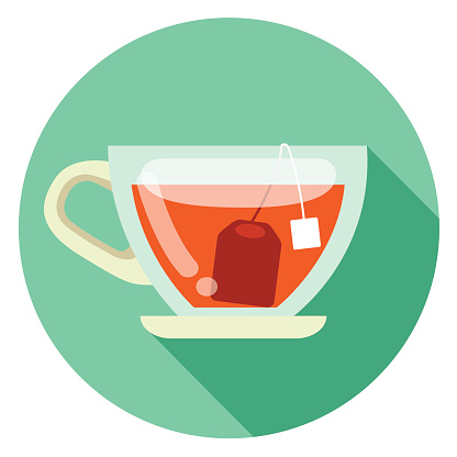 cup of tea flat design icon green background