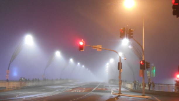istock Thick fog empties road 842790608