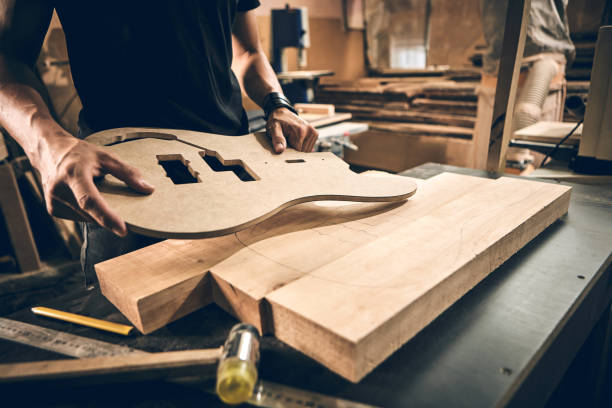 istock Manufacture of guitars 842798220