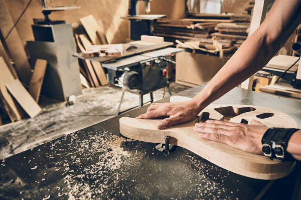 istock Manufacture of guitars 842798256
