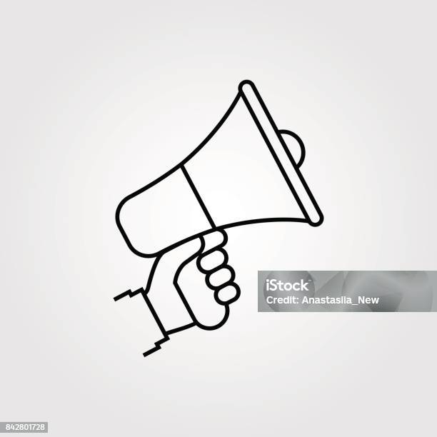 Hand Holding Megaphone Stock Illustration - Download Image Now - Megaphone, Icon Symbol, Hand