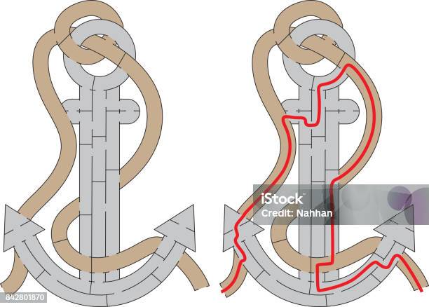 Easy Anchor Maze Stock Illustration - Download Image Now - Maze, Anchor - Vessel Part, Cartoon