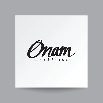 Hand drawn Onam festival celebrate and calligraphy, illustration vector invitation greeting card design.