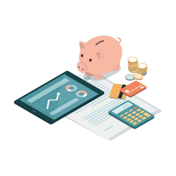 befektetések és megtakarítások - bankszámla témájú stock illusztrációk