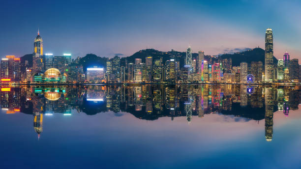 istock Victoria Harbor in Hong Kong at dusk 842811278