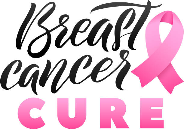 illustrations, cliparts, dessins animés et icônes de vector breast cancer awareness calligraphie conception d’affiche. ruban rose de la course. octobre est le mois de sensibilisation au cancer - breast cancer awareness ribbon