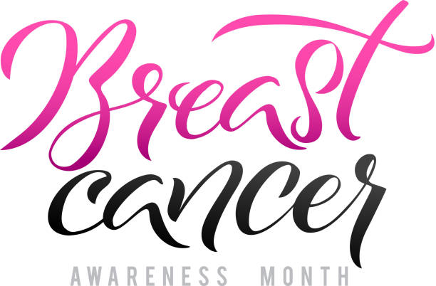 ilustraciones, imágenes clip art, dibujos animados e iconos de stock de mama cáncer conciencia caligrafía poster diseño vectorial. movimiento de la cinta rosada. octubre es el mes del cáncer de - breast cancer awareness