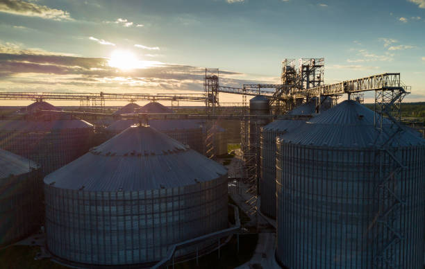 istock Bird's eye view of granaries and elevators 842814736