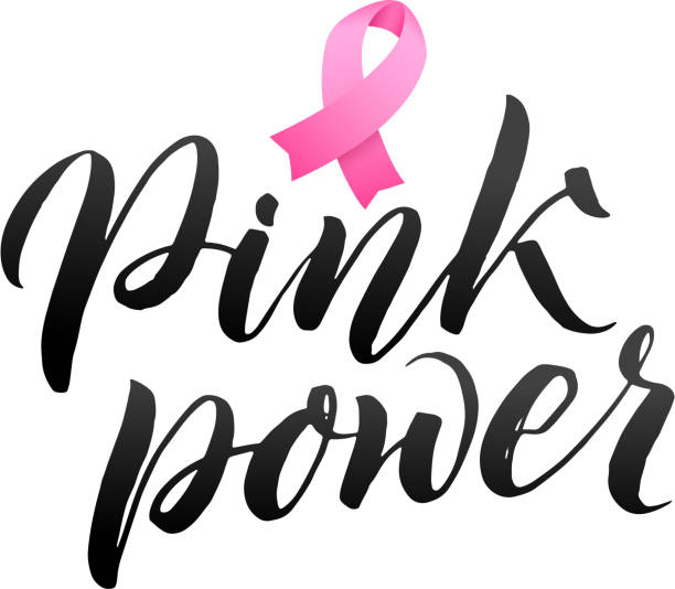 illustrations, cliparts, dessins animés et icônes de vector breast cancer awareness calligraphie conception d’affiche. ruban rose de la course. octobre est le mois de sensibilisation au cancer - breast cancer awareness ribbon