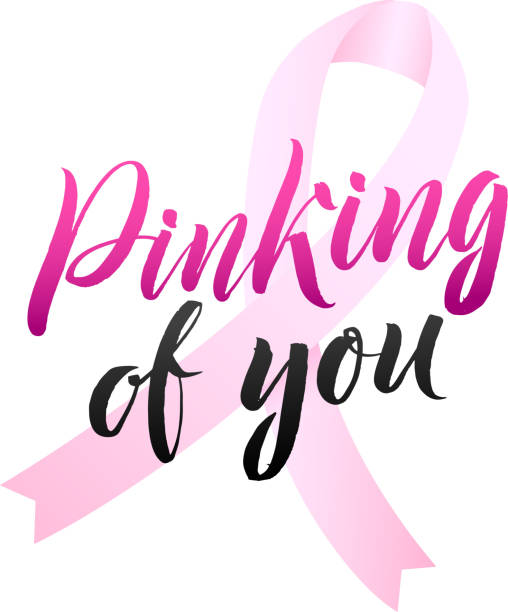 ilustrações de stock, clip art, desenhos animados e ícones de vector breast cancer awareness calligraphy poster design. stroke pink ribbon. october is cancer awareness month - breast cancer awareness ribbon ribbon breast cancer cancer