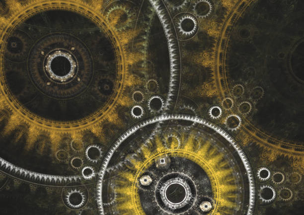 istock Abstract mechanical background, steampunk fractal 842820204