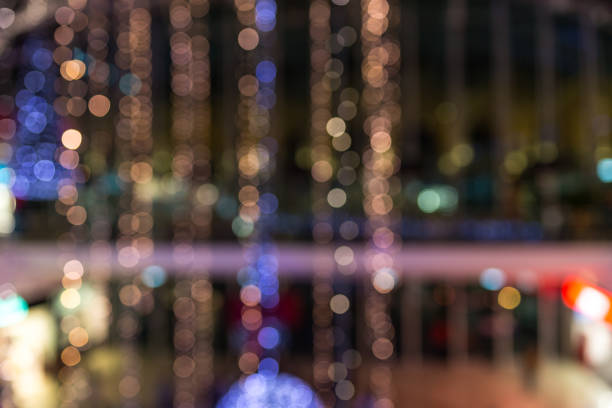 Defocused Christmas in shopping center and light decoration