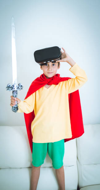 istock Young boy play the video game with Virtual Reality 842825826