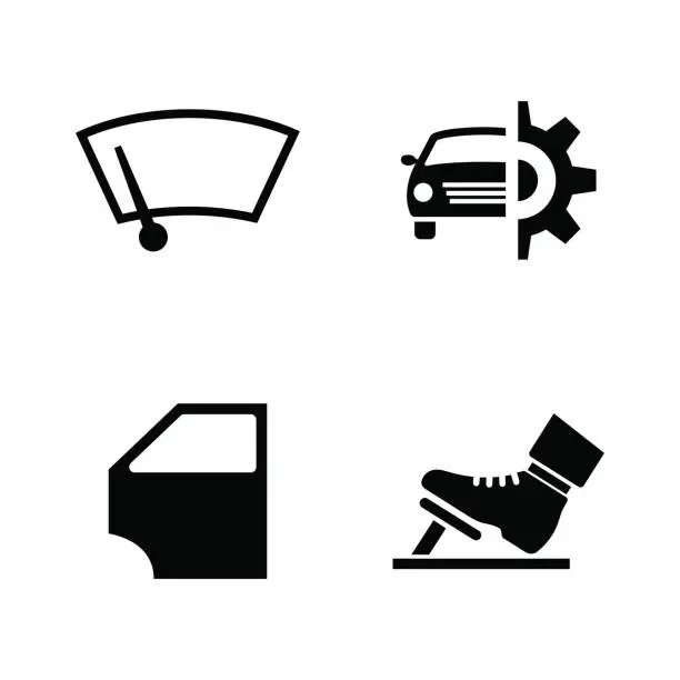 Vector illustration of Auto parts. Simple Related Vector Icons