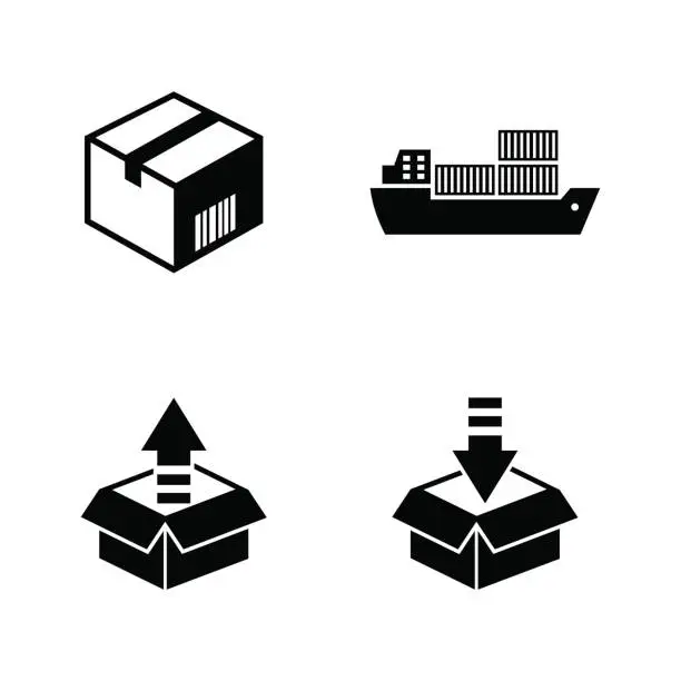 Vector illustration of Shipping and logistics. Simple Related Vector Icons