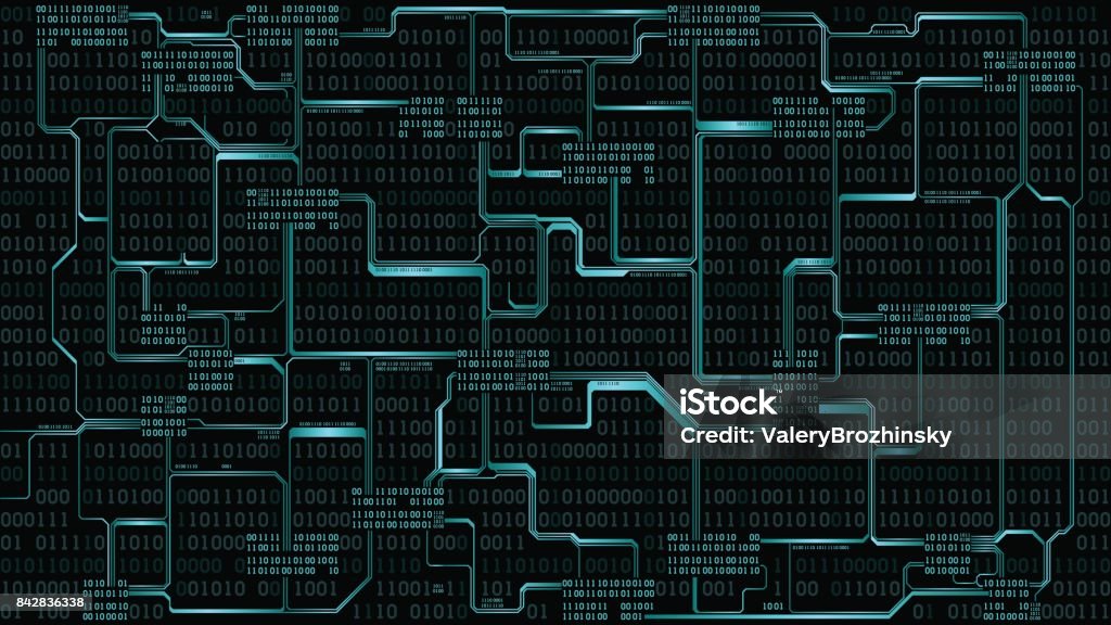 Digital Background Slide Abstract Futuristic Electronic Circuit Board With Binary Code Computer ...